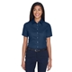 aerial view a navy harriton(r) easy blend(tm) short - sleeve twill shirt withstain - release, image 1 of 7