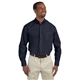 aerial view a navy harriton(r) 3.1 oz essential poplin, image 1 of 3