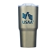 aerial view a metallic gunmetal 20 oz double wall stainless steel tumbler, image 1 of 4