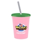 a awareness pink cup & translucent green lid & frost straw 16 oz stadium tumbler cup with lid straw - digital