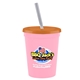 a awareness pink cup & translucent orange lid & frost straw 16 oz stadium tumbler cup with lid straw - digital