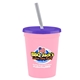 a awareness pink cup & translucent violet lid & frost straw 16 oz stadium tumbler cup with lid straw - digital
