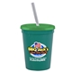 a teal cup & translucent green lid & frost straw 16 oz stadium tumbler cup with lid straw - digital