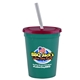 a teal cup & translucent red lid & frost straw 16 oz stadium tumbler cup with lid straw - digital