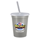 a metallic silver cup & frost lid & frost straw 16 oz stadium tumbler cup with lid straw - digital