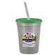 a metallic silver cup & translucent green lid & frost straw 16 oz stadium tumbler cup with lid straw - digital