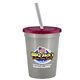 a metallic silver cup & translucent red lid & frost straw 16 oz stadium tumbler cup with lid straw - digital