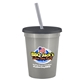 a metallic silver cup & transparent smoke lid & frost straw 16 oz stadium tumbler cup with lid straw - digital