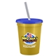 a metallic gold cup & translucent blue lid & frost straw 16 oz stadium tumbler cup with lid straw - digital