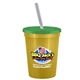 a metallic gold cup & translucent green lid & frost straw 16 oz stadium tumbler cup with lid straw - digital