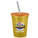 a metallic gold cup & translucent orange lid & frost straw 16 oz stadium tumbler cup with lid straw - digital