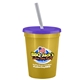 a metallic gold cup & translucent violet lid & frost straw 16 oz stadium tumbler cup with lid straw - digital