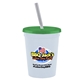 a slate blue cup & translucent green lid & frost straw 16 oz stadium tumbler cup with lid straw - digital