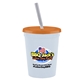 a slate blue cup & translucent orange lid & frost straw 16 oz stadium tumbler cup with lid straw - digital