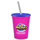 a pink-raspberry cup & translucent blue lid & frost straw 16 oz stadium tumbler cup with lid straw - digital
