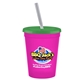 a pink-raspberry cup & translucent green lid & frost straw 16 oz stadium tumbler cup with lid straw - digital