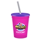 a pink-raspberry cup & translucent violet lid & frost straw 16 oz stadium tumbler cup with lid straw - digital