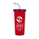 a red cup & navy blue lid super sipper - 32 oz sport sipper with straw