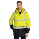 aerial view a safety yellow/ black/reflective port authority ansi class 3 safety heavyweight parka, image 1 of 6