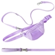 a lilac springer sling bag + dog leash