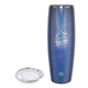 a shimmer blue snowfox(r) 24 oz beer glass with lid, laser, premium