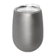aerial view a metallic silver halcyon(r) 12 oz stainless steel wine glass with acrylic lid, laser, premium, image 1 of 2