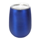 aerial view a metallic blue halcyon(r) 12 oz stainless steel wine glass with acrylic lid, laser, premium, image 1 of 2
