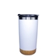 aerial view a white halcyon(r) 20 oz cork bottom tumbler with stainless straw / flip top lid, laser, standard, image 1 of 2