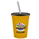 a athletic gold cup & black lid & frost straw 16 oz stadium tumbler cup with lid straw - digital