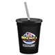 a black cup & black lid & frost straw 16 oz stadium tumbler cup with lid straw - digital