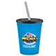 a cyan cup & black lid & frost straw 16 oz stadium tumbler cup with lid straw - digital
