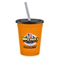 a orange cup & black lid & frost straw 16 oz stadium tumbler cup with lid straw - digital