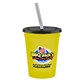 a yellow cup & black lid & frost straw 16 oz stadium tumbler cup with lid straw - digital