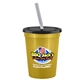 a metallic gold cup & black lid & frost straw 16 oz stadium tumbler cup with lid straw - digital