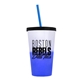 a frost-to-blue cup & black lid & translucent blue straw 22 oz cool color change sport sipper