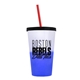 a frost-to-blue cup & black lid & translucent red straw 22 oz cool color change sport sipper