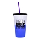a frost-to-blue cup & black lid & translucent-violet straw 22 oz cool color change sport sipper