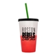 a frost-to-red cup & black lid & translucent green straw 22 oz cool color change sport sipper