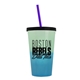 a green-to-blue cup & black lid & translucent-violet straw 22 oz cool color change sport sipper