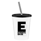 a white cup & black lid & frost straw promotional personalized 16 oz stadium plastic tumbler cup with lid straw