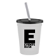 a frost cup & black lid & frost straw promotional personalized 16 oz stadium plastic tumbler cup with lid straw