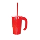 aerial view a red beer stein & red straw 20 oz stackable beer stein / straw / lid set, image 1 of 2