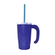 aerial view a blue beer stein & blue straw 20 oz stackable beer stein / straw / lid set, image 1 of 2