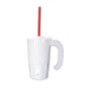 aerial view a white beer stein & red straw 20 oz stackable beer stein / straw / lid set, image 1 of 2