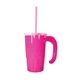 aerial view a neon pink beer stein & pink straw 20 oz stackable beer stein / straw / lid set, image 1 of 2