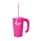 aerial view a neon pink beer stein & pink straw 20 oz stackable beer stein / straw / lid set, image 2 of 2