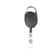 aerial view a black retractable badge holder with carabiner, image 1 of 2