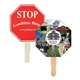 aerial view a group of stop sign shape hand fan, image 1 of 2