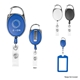 a group of retractable badge holder with carabiner