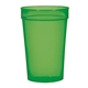 aerial view a transparent green 17 oz translucent stadium cup, image 1 of 2